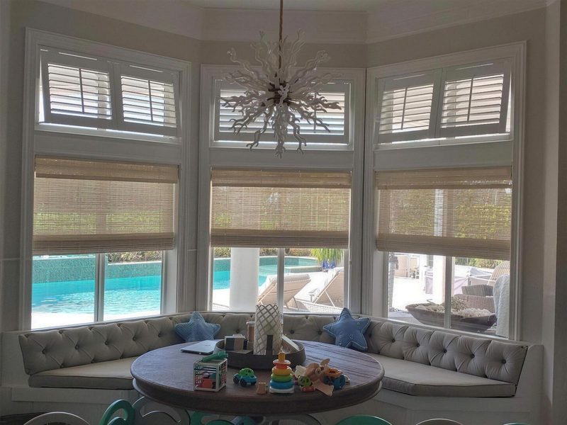 Navy shutters, master bedroom