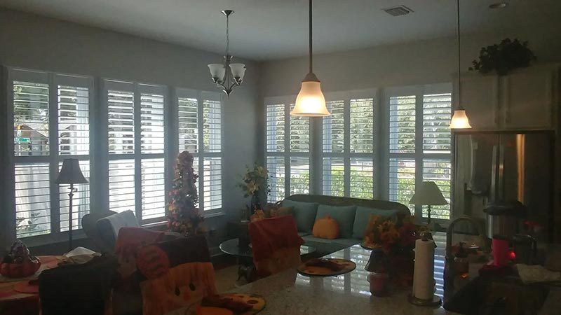 Black shutters, living room